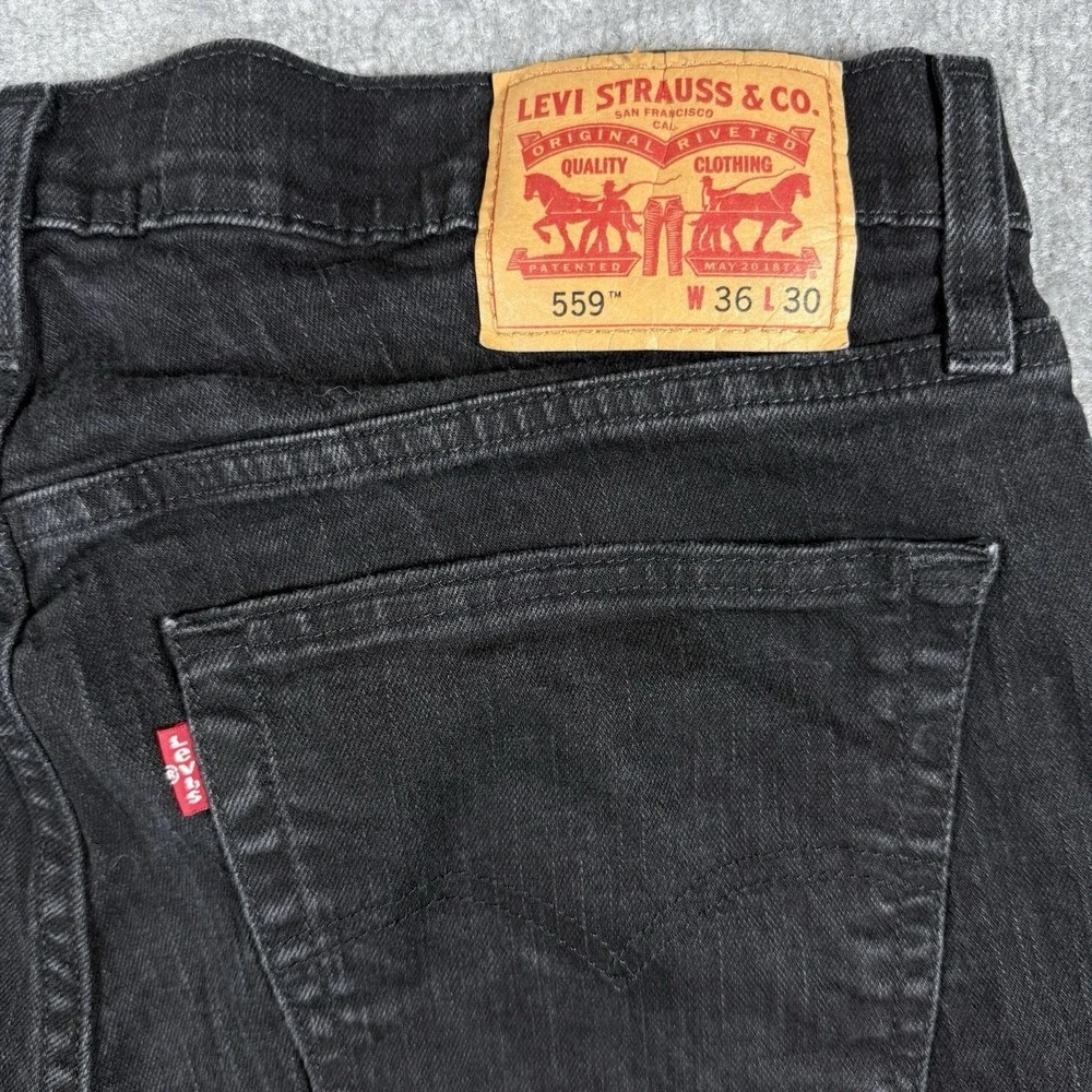 Levis 559‎ Jeans Men's 36x30 Black Denim Relaxed Straight Fit